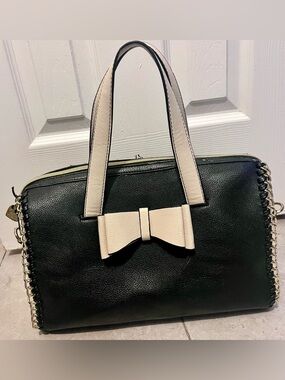 3/25$💥 Y2K Betsey Johnsons purse bag bow black cream chain handbag used women